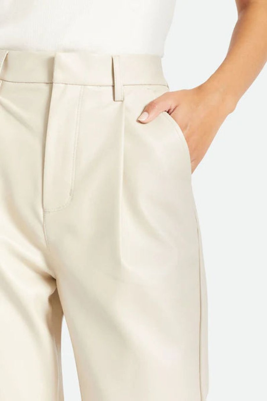 Women Brixton Pants | Aberdeen Faux Leather Trouser Pant-Beige