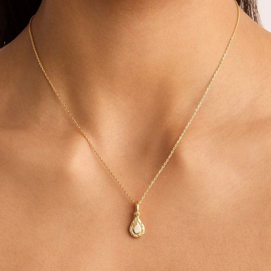 Women By Charlotte Jewellery | By Charlotte With Love Birthstone Annex Link Pendant-June/Moonstone-18K Gold Vermeil