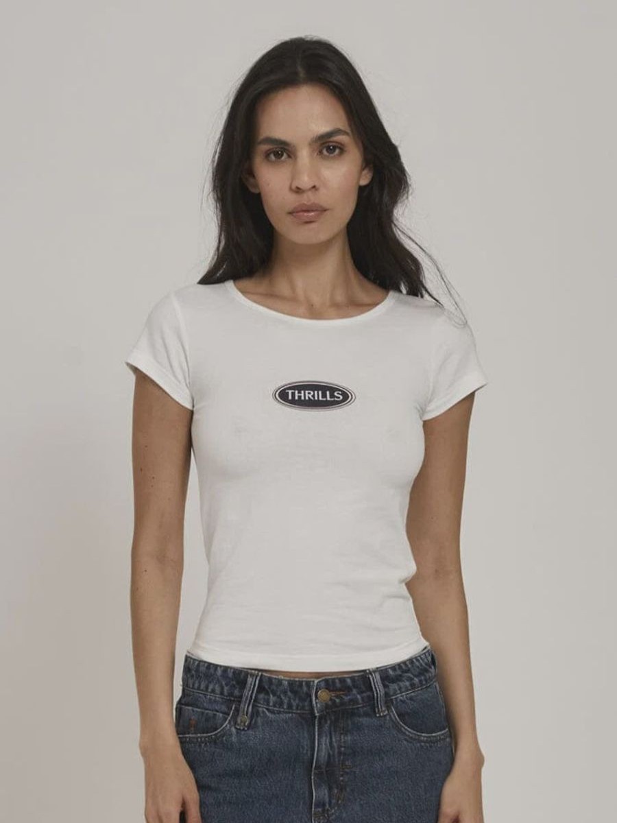 Women THRILLS Tees | Thrills Emblem Cap Sleeve Tee-Dirty White