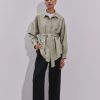 Women Nude Lucy Shirts And Blouses | Nude Lucy Manon Tie Front Shirt-Fog