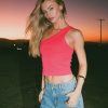 Women ABrand Tops | A 90S One Shoulder Tank-Super Pink