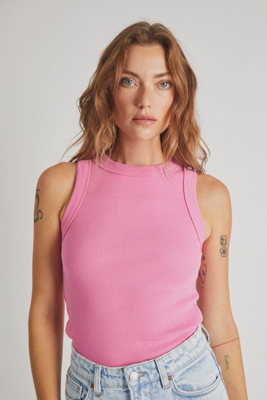 Women Neuw Denim Tops | Jonesy Singlet-Shocking Pink