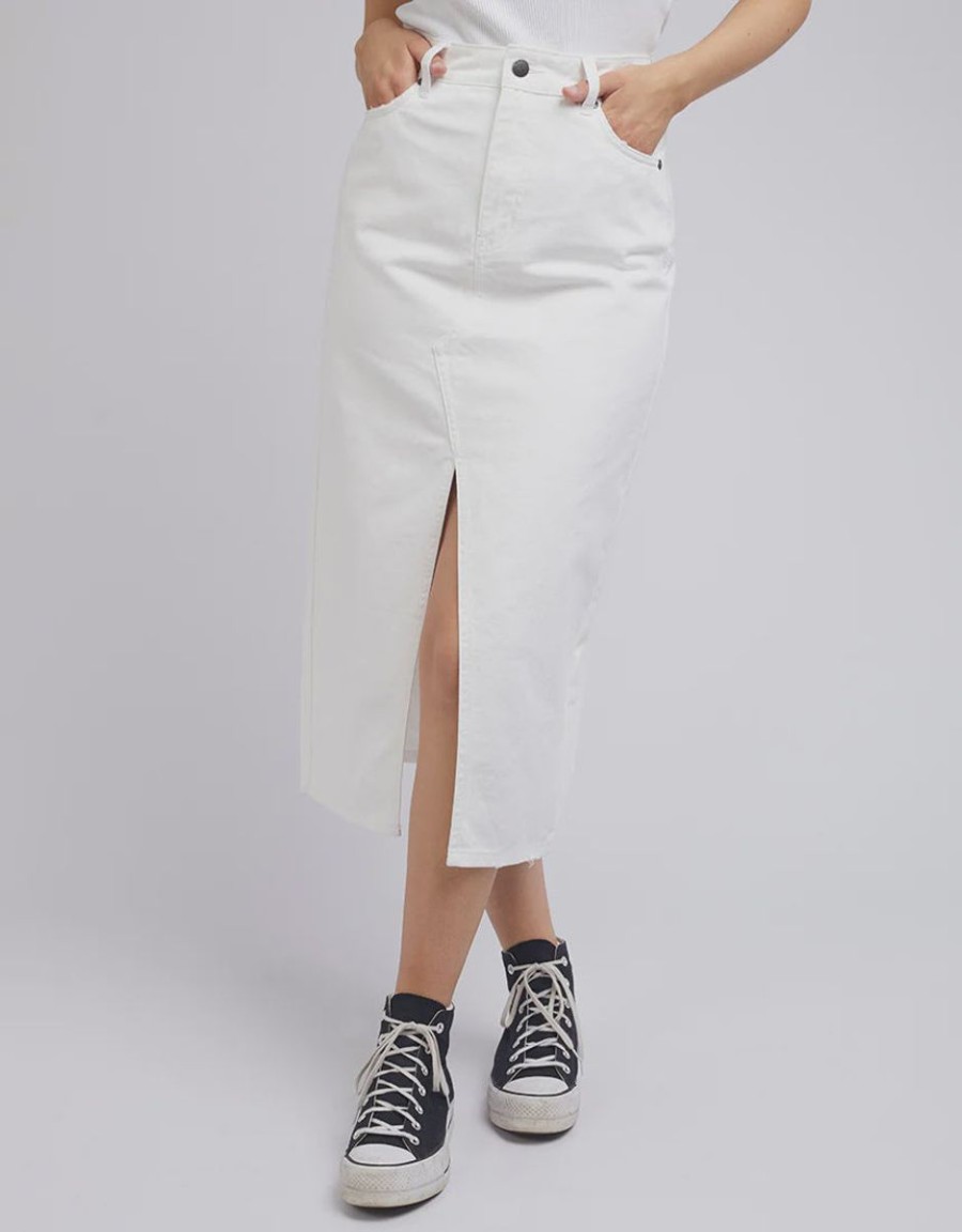 Women All About Eve Denim Skirts | All About Eve Jessie Midi Skirt-Vintage White