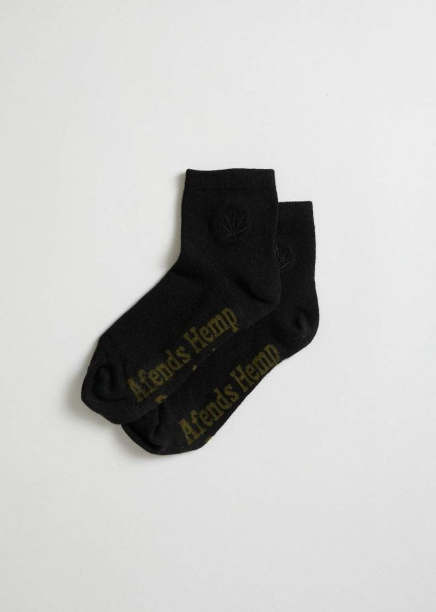 Women Afends Socks | Happy Hemp Socks-Black/Black