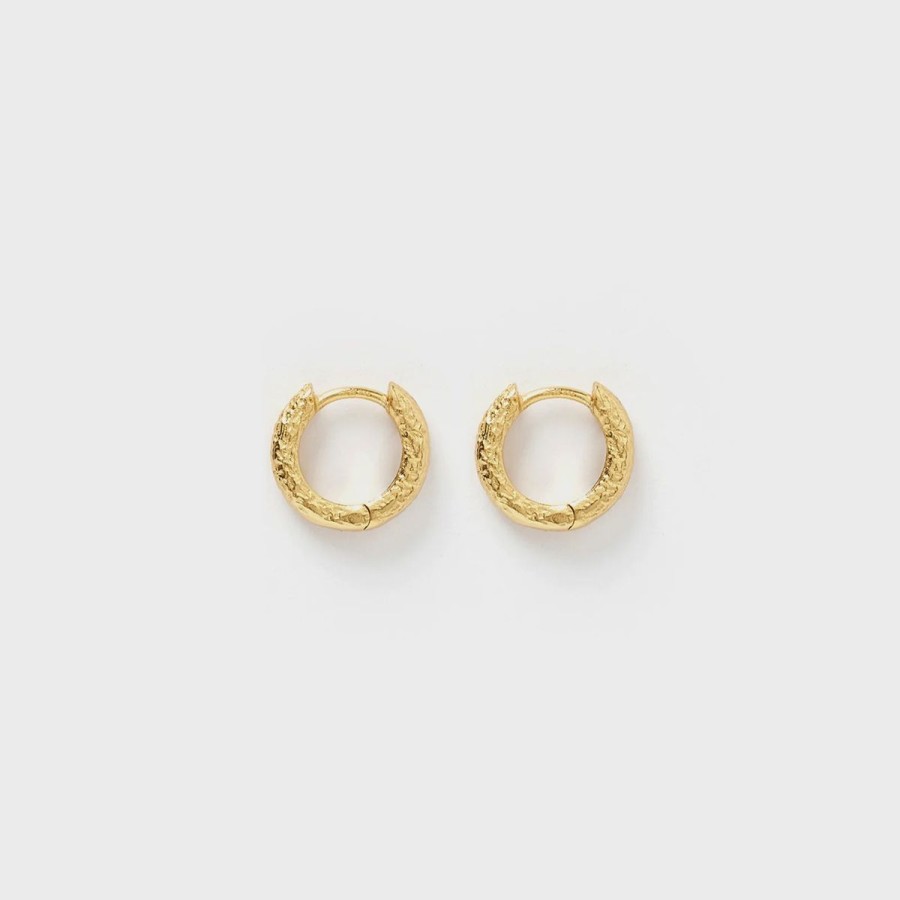 Women Arms Of Eve Jewellery | Arms Of Eve Luka Gold Huggie Earrings