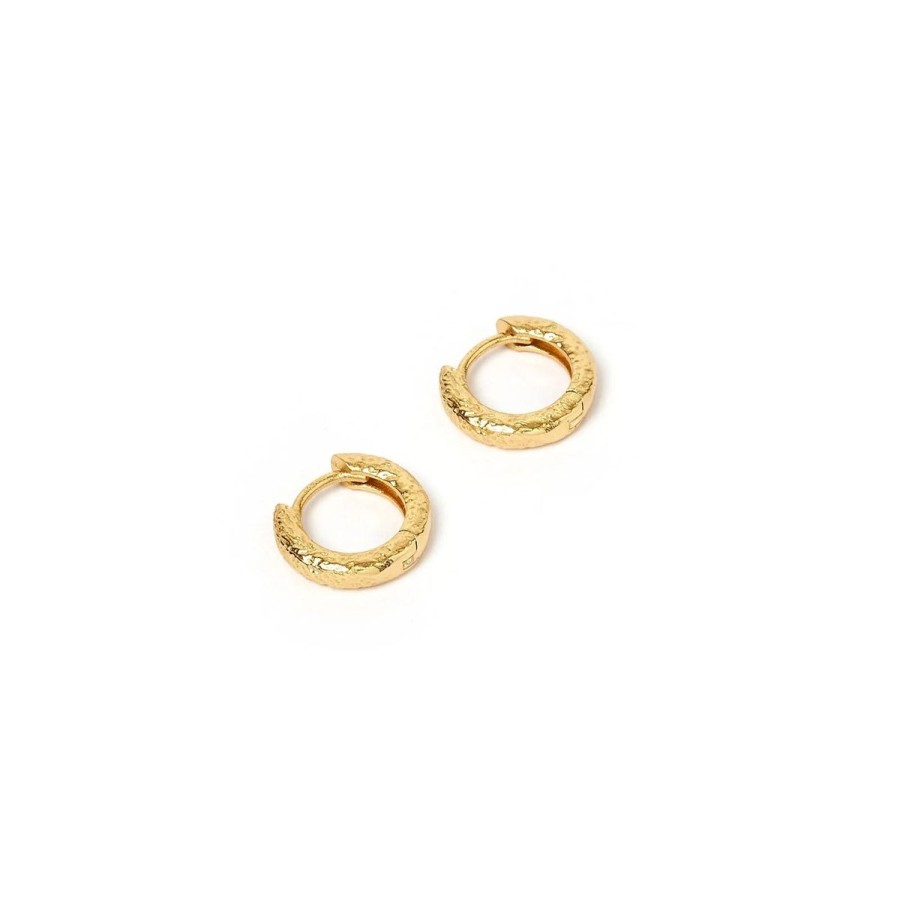 Women Arms Of Eve Jewellery | Arms Of Eve Luka Gold Huggie Earrings