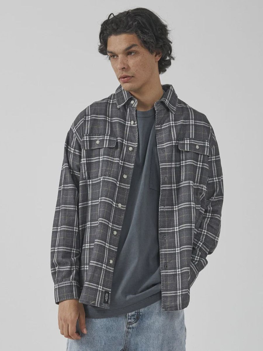 Men THRILLS Shirts | Genuine Oversized Flannel Shirt-Mood Indigo