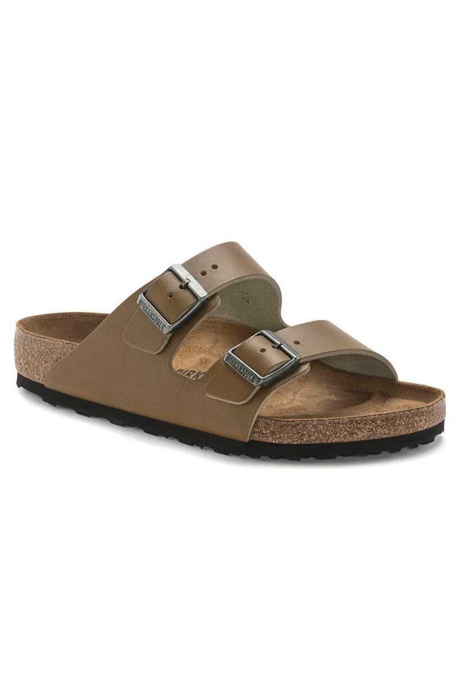 Footwear Birkenstock Arizona | Birkenstock Arizona Vintage Wood Faded Khaki Natural Leather Regular