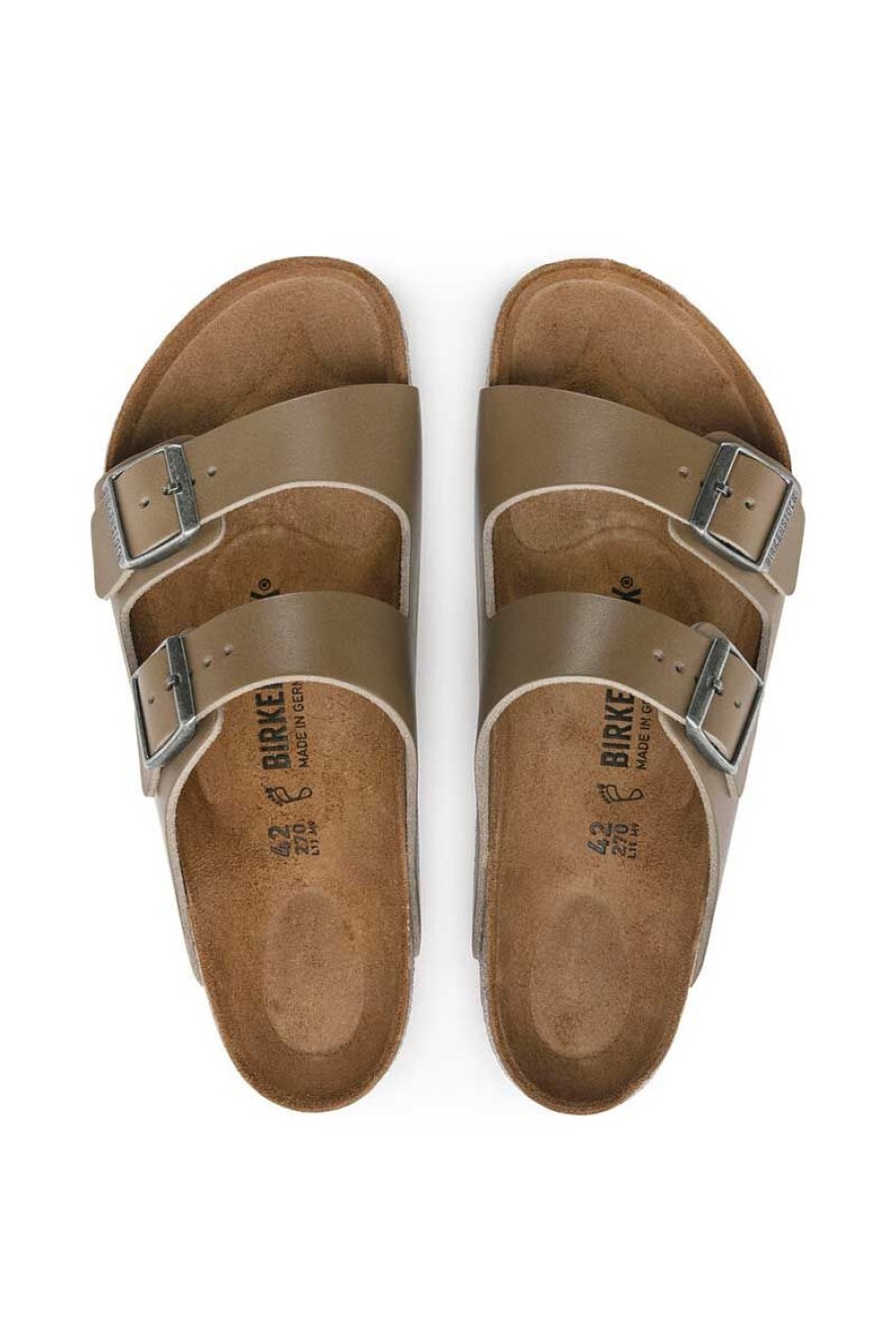 Footwear Birkenstock Arizona | Birkenstock Arizona Vintage Wood Faded Khaki Natural Leather Regular