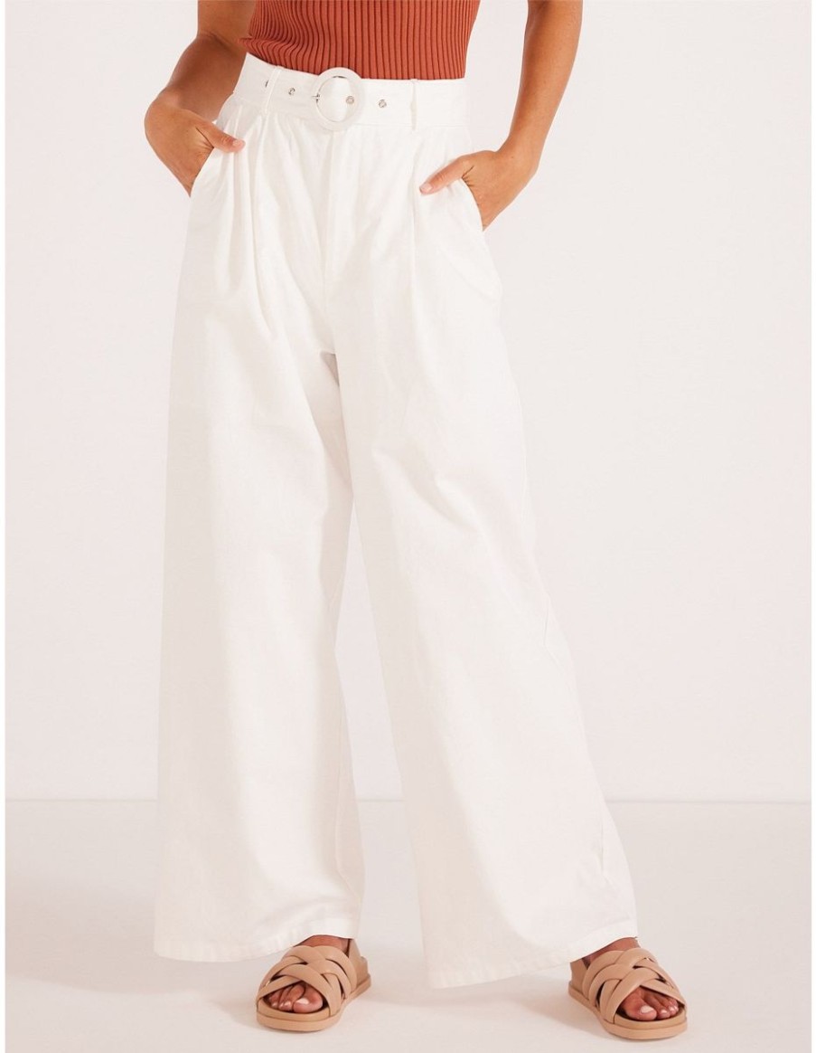 Women Mink Pink Pants | Minkpink Roma Wide Leg Pant-Ivory