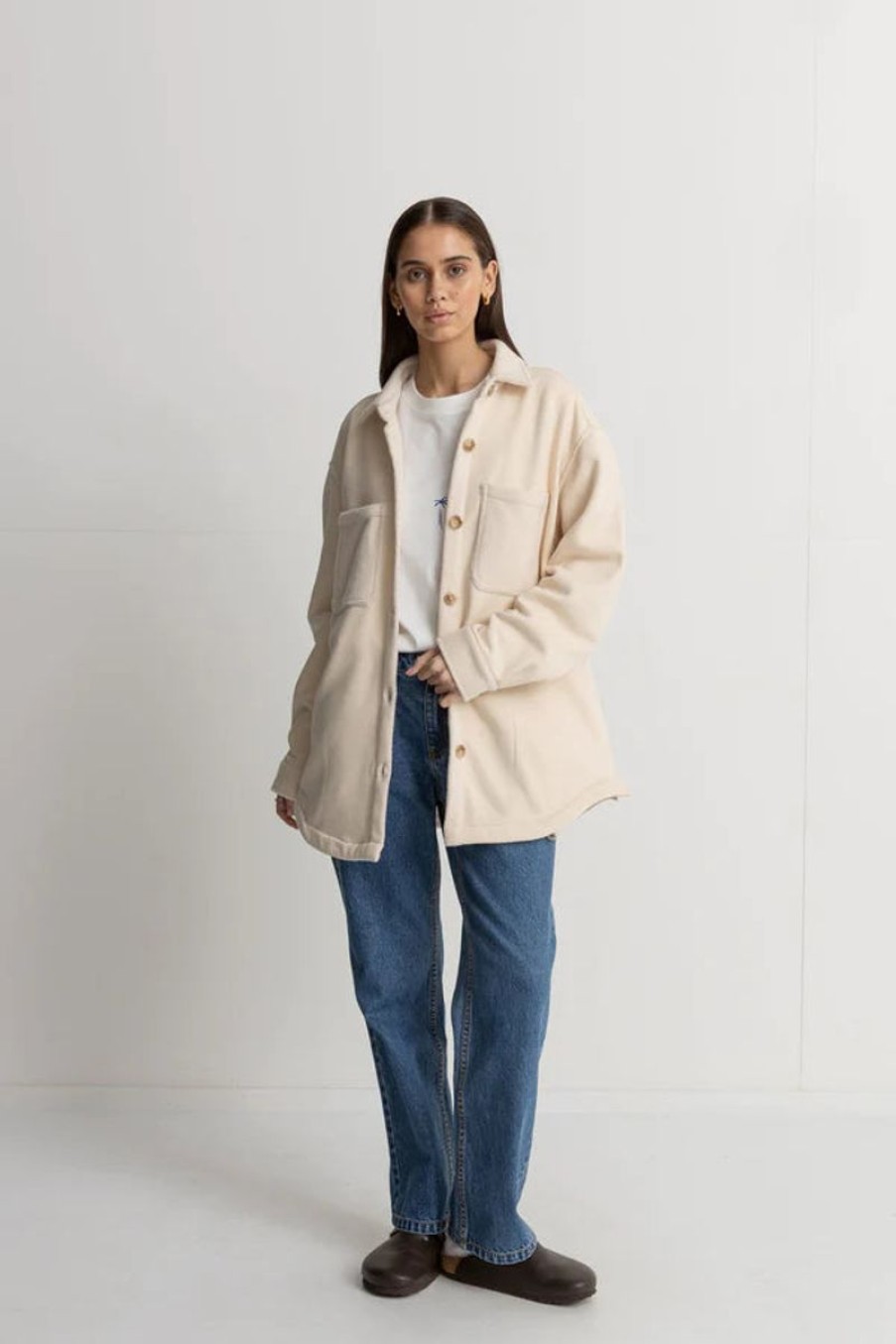 Women Rhythm Jackets, Coats & Blazers | Rhythm Reverse Fleece Shacket-Natural