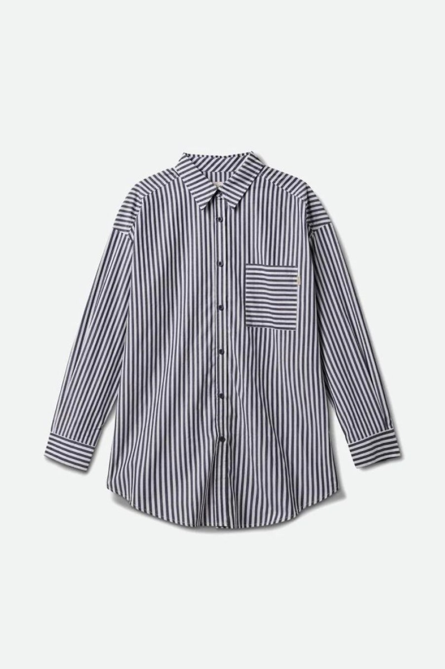 Women Brixton Shirts And Blouses | Sidney Oversized L/S Woven- Washed Navy