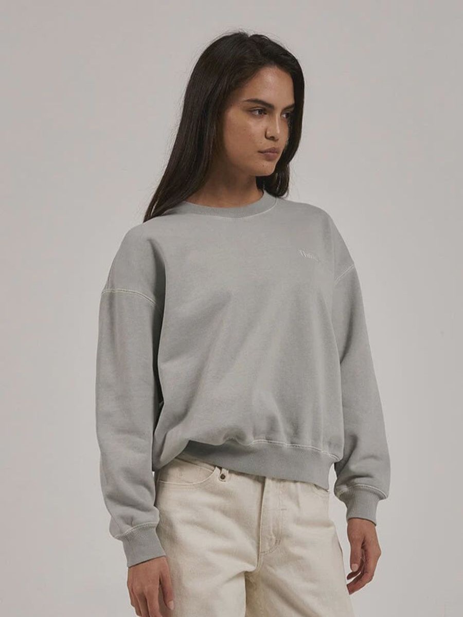 Women THRILLS Jumpers | Thrills Tempo Retro Slouch Crew-Sage Grey