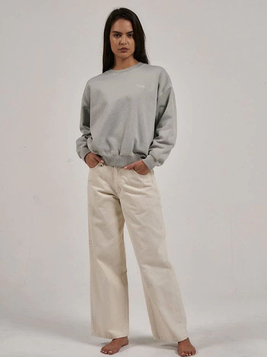 Women THRILLS Jumpers | Thrills Tempo Retro Slouch Crew-Sage Grey