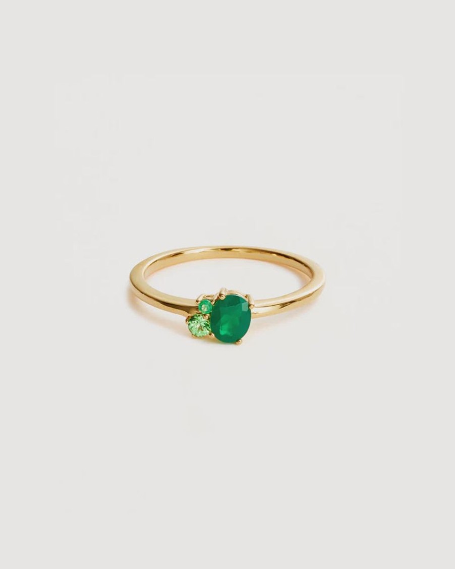 Women By Charlotte Jewellery | By Charlotte 18K Gold Vermeil Kindred Birthstone Ring-May/Emerald