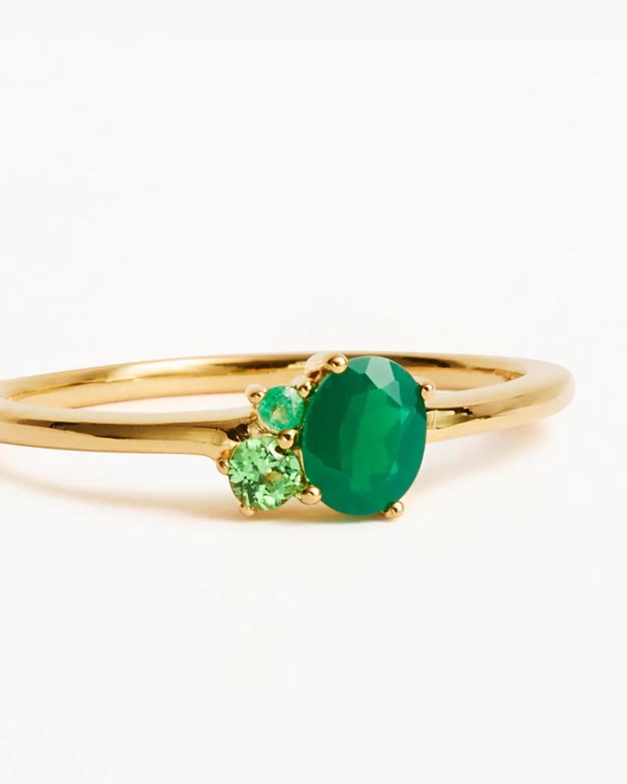 Women By Charlotte Jewellery | By Charlotte 18K Gold Vermeil Kindred Birthstone Ring-May/Emerald