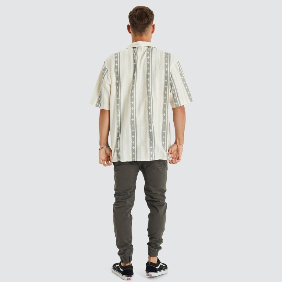 Men Kiss Chacey Shirts | Kiss Chacey Stargaze Relaxed Resort Shirt-Grey/White