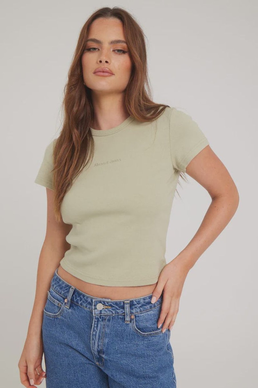 Women ABrand Tees | Abrand 90S Rib Baby Tee-Sage