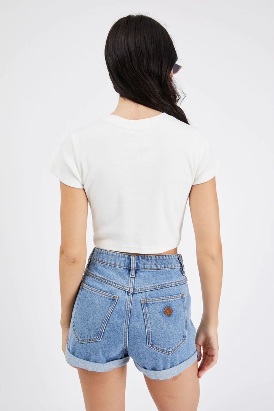 Women ABrand Tees | Abrand A 90S Crop Tee-White Sand