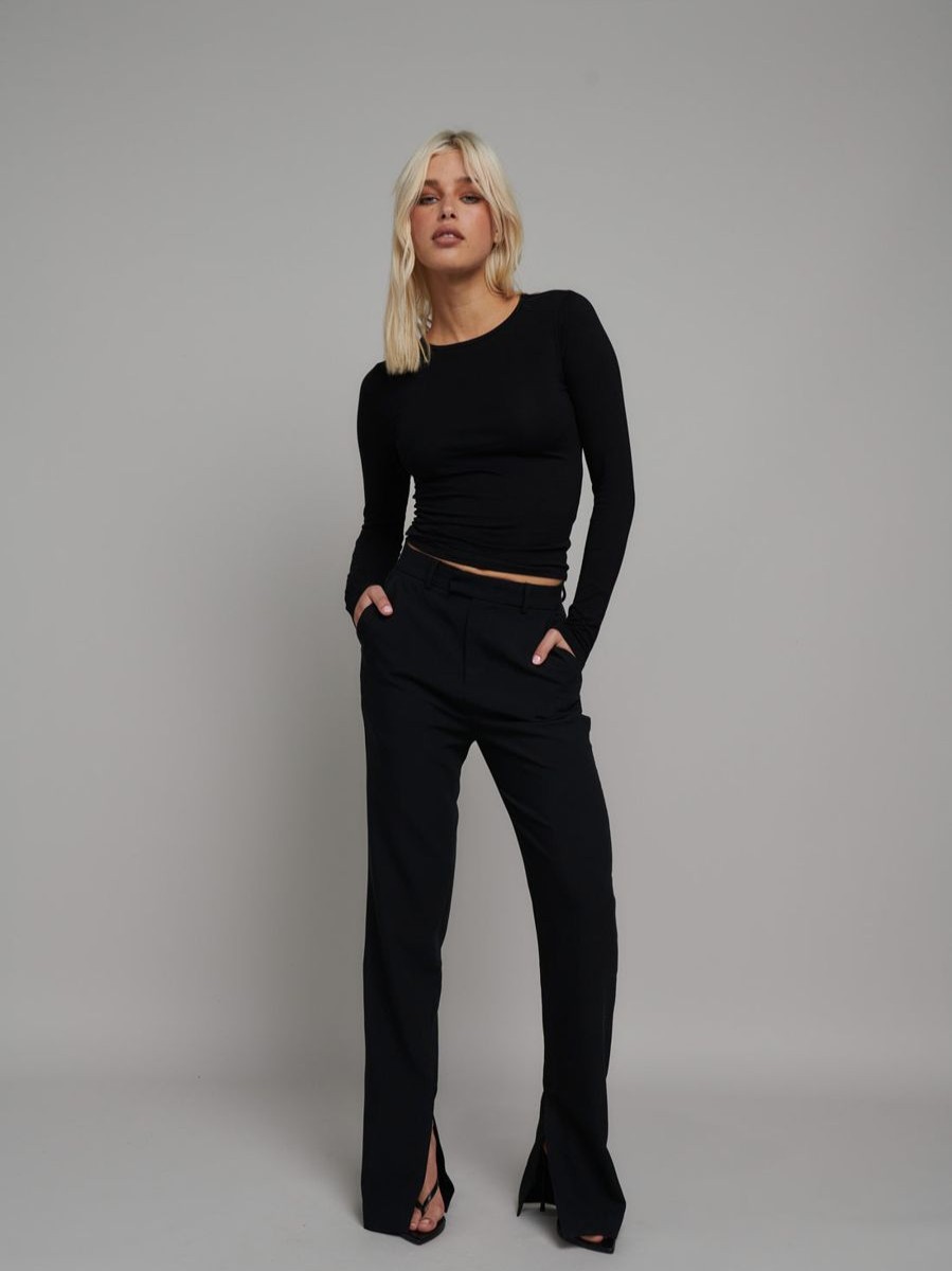 Women Bayse Tops | Bayse Aliah Crew Top-Black