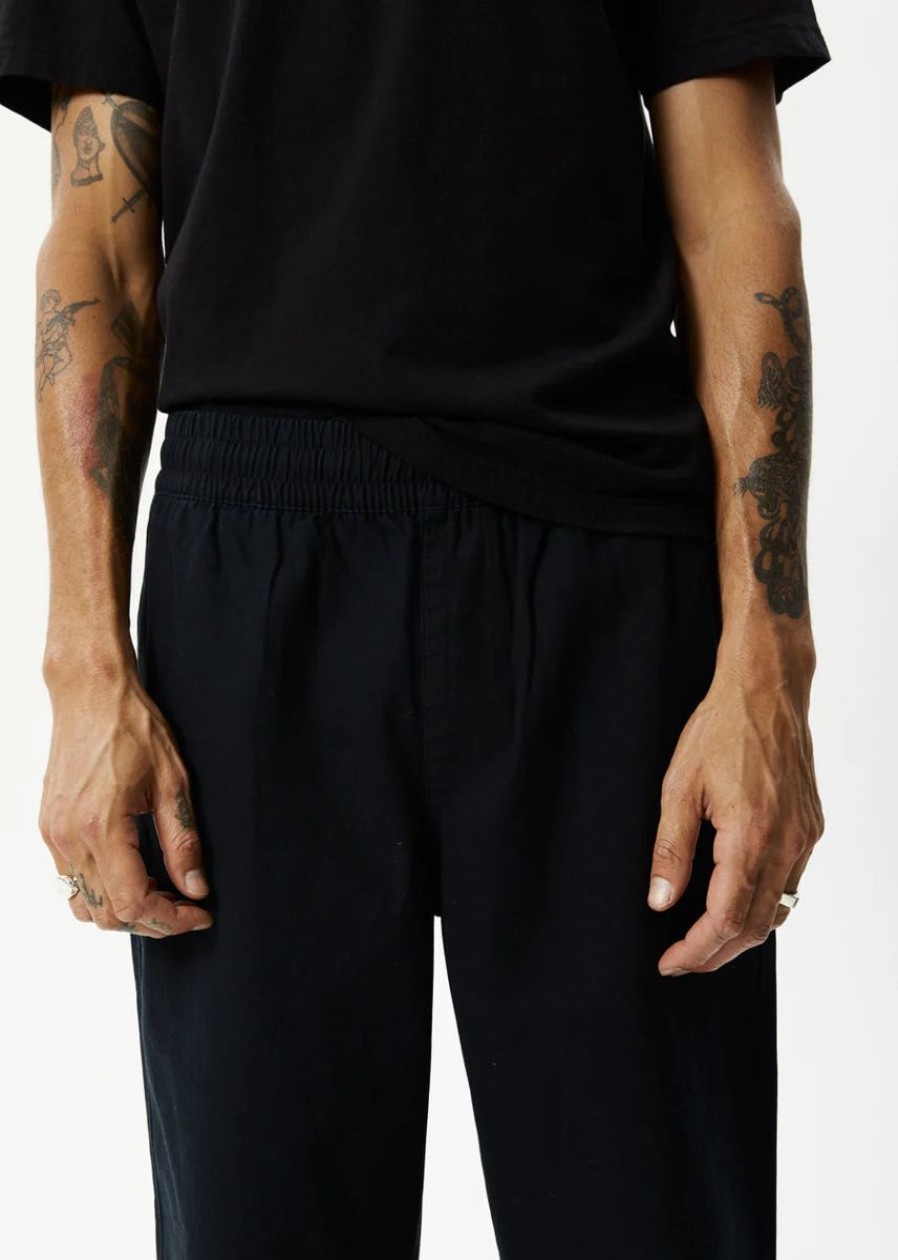 Men Afends Pants | Afends Ninety Eights Recycled Baggy Elastic Waist Pants-Black