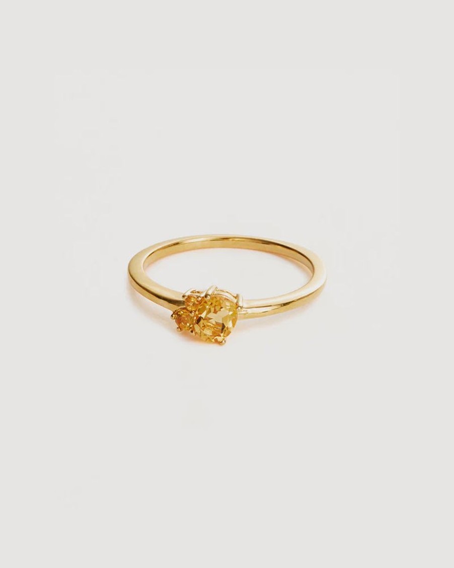 Women By Charlotte Jewellery | By Charlotte 18K Gold Vermeil Kindred Birthstone Ring-November/Citrine