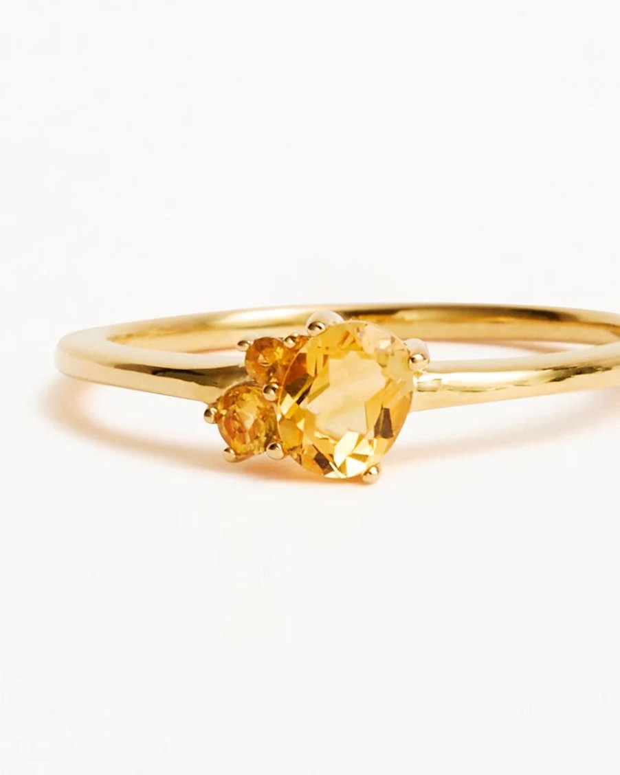 Women By Charlotte Jewellery | By Charlotte 18K Gold Vermeil Kindred Birthstone Ring-November/Citrine