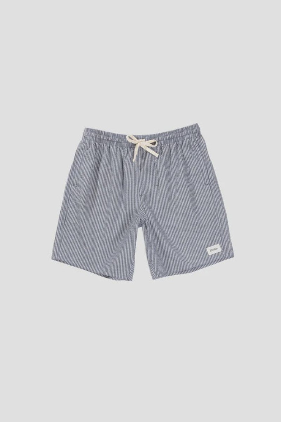 Men Rhythm Shorts | Rhythm Seersucker Stripe Jam-Indigo