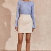 Women MØN RENN Tops | Mon Renn Eli Knit Top-Heron Blue/Ivory