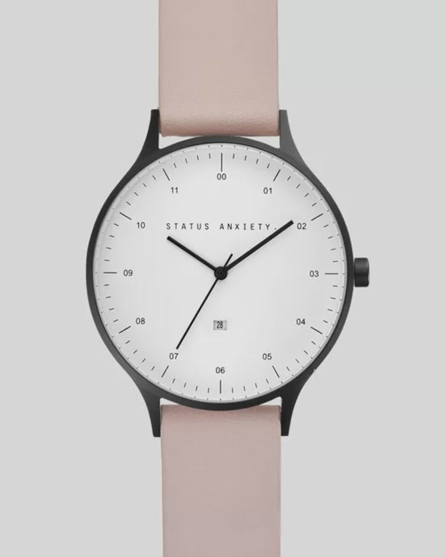 Women Status Anxiety Watches | Inertia Watch-Matte Black/White Face/Blush Strap