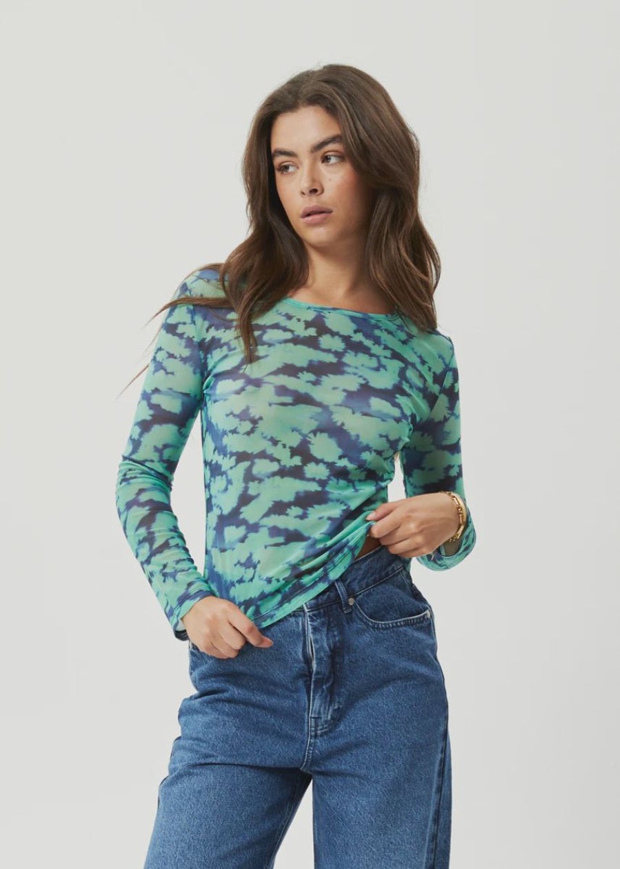 Women Afends Tops | Recycled Sheer Ls Top- Jade Floral