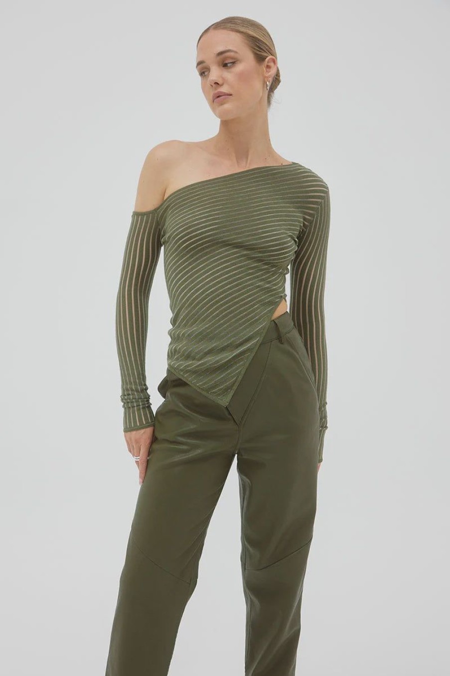 Women Sovere Tops | Sovere Tilt Knit Top-Olive