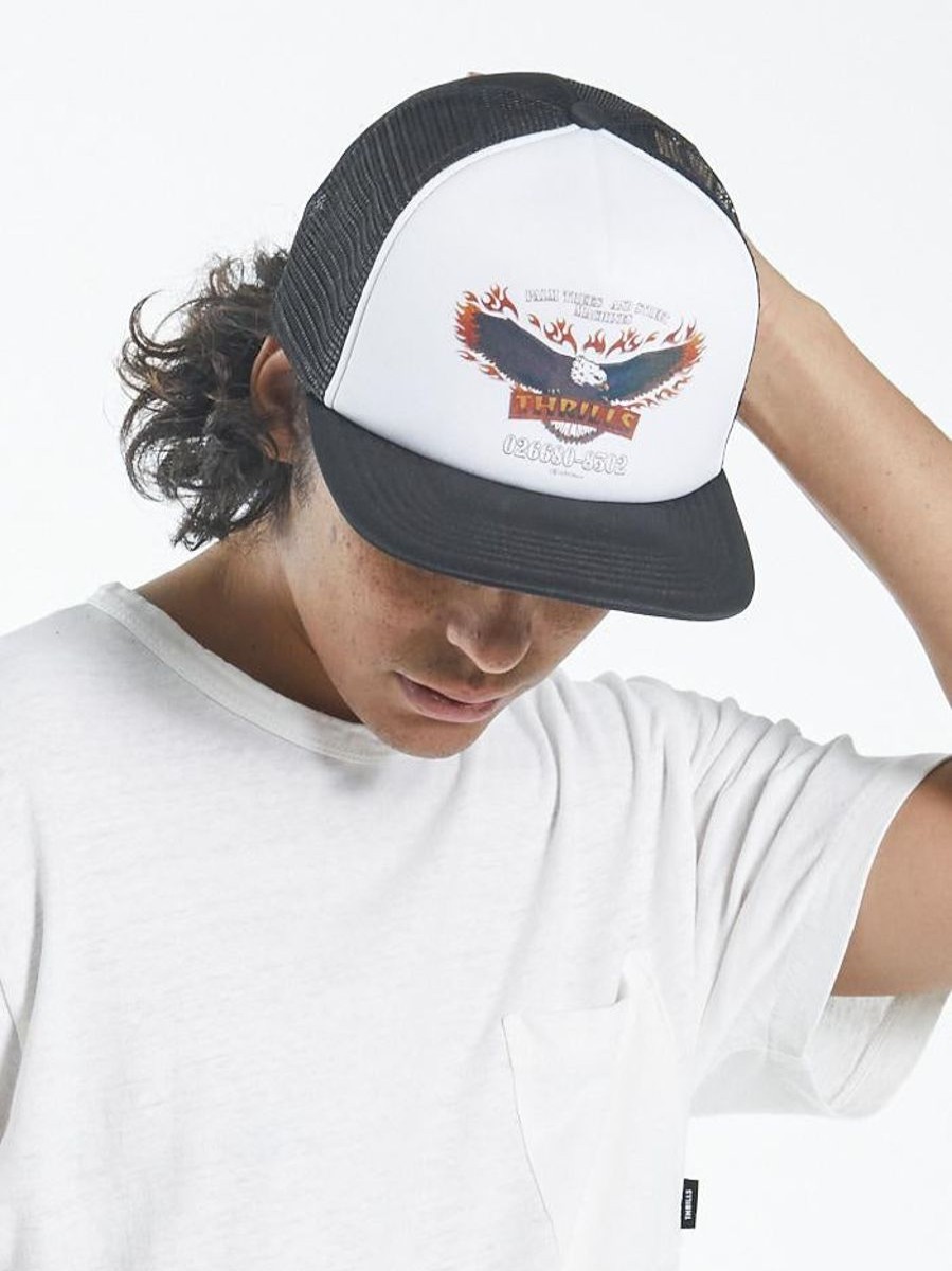 Men THRILLS Caps | Wings Of Fire Trucker Cap-White/Black