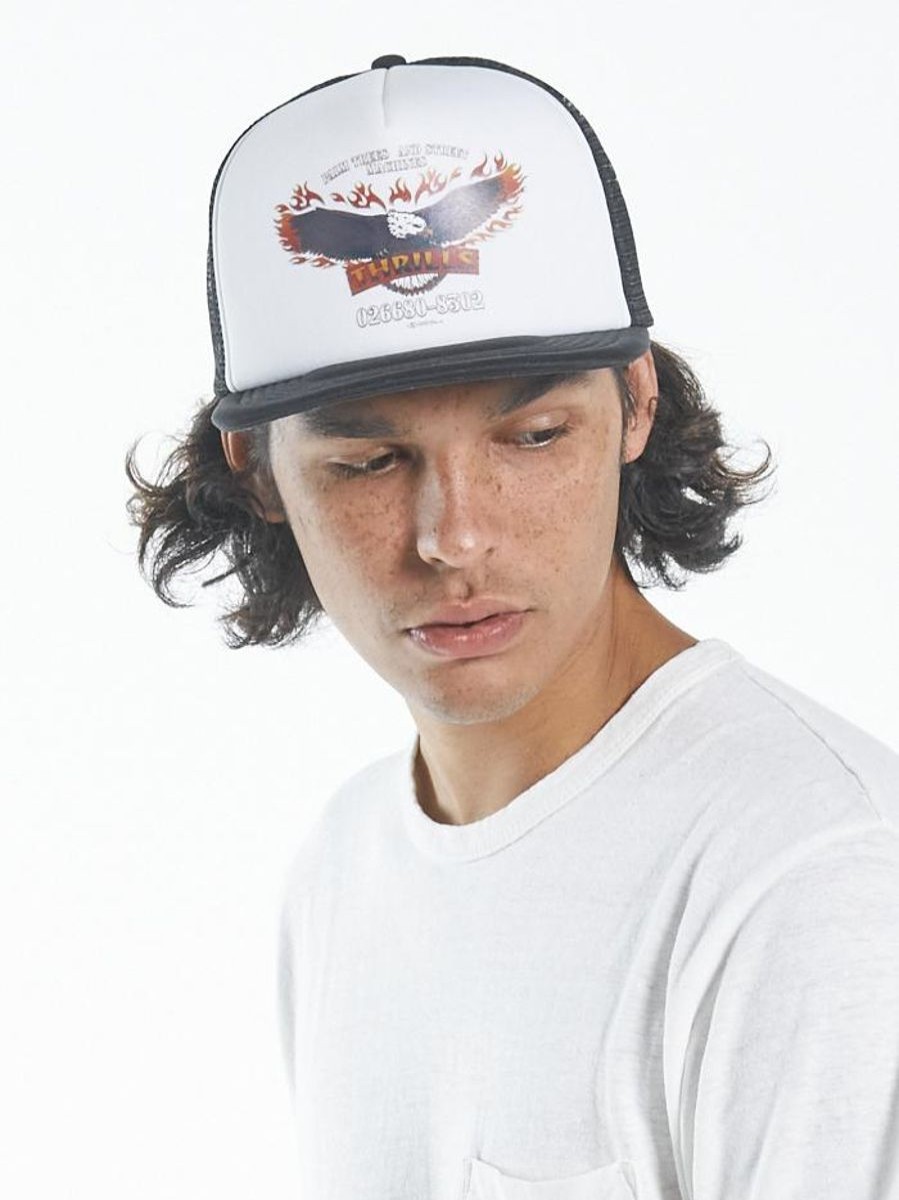 Men THRILLS Caps | Wings Of Fire Trucker Cap-White/Black