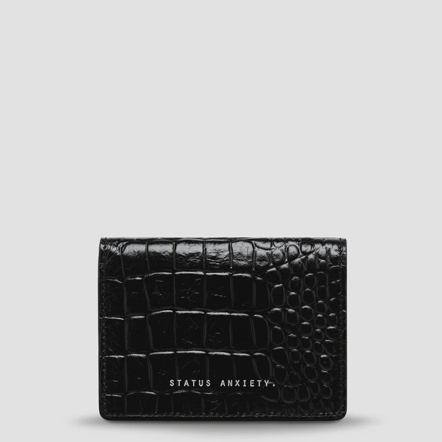 Women Status Anxiety Wallets & Pouches | Status Anxiety Easy Does It Wallet-Black Croc Emboss