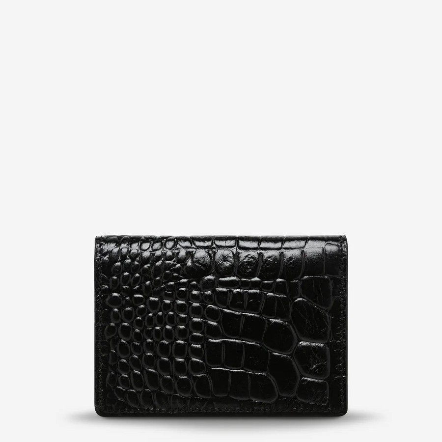 Women Status Anxiety Wallets & Pouches | Status Anxiety Easy Does It Wallet-Black Croc Emboss