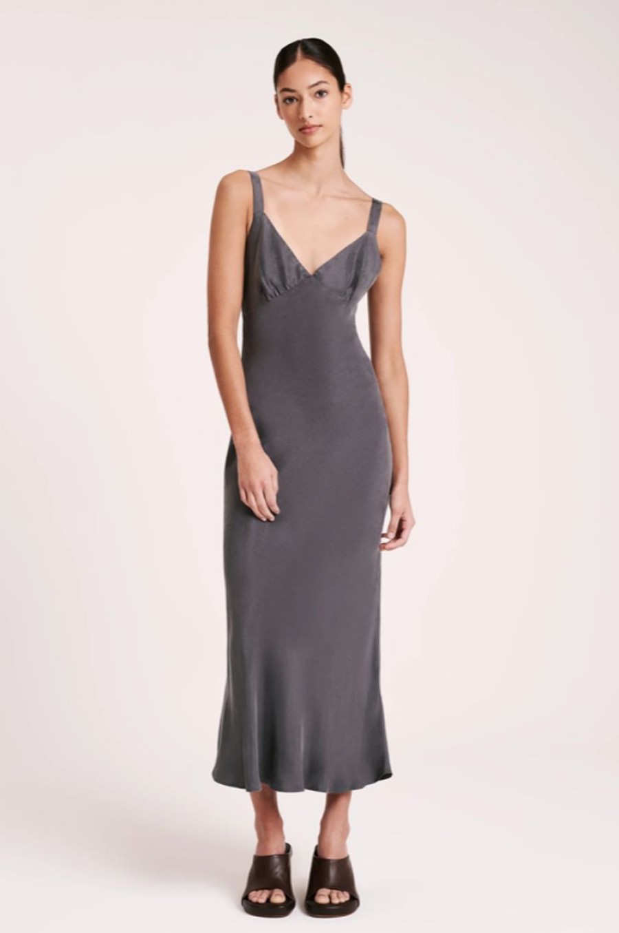 Women Nude Lucy Dresses | Nude Lucy Roni Cupro Slip Dress-Slate