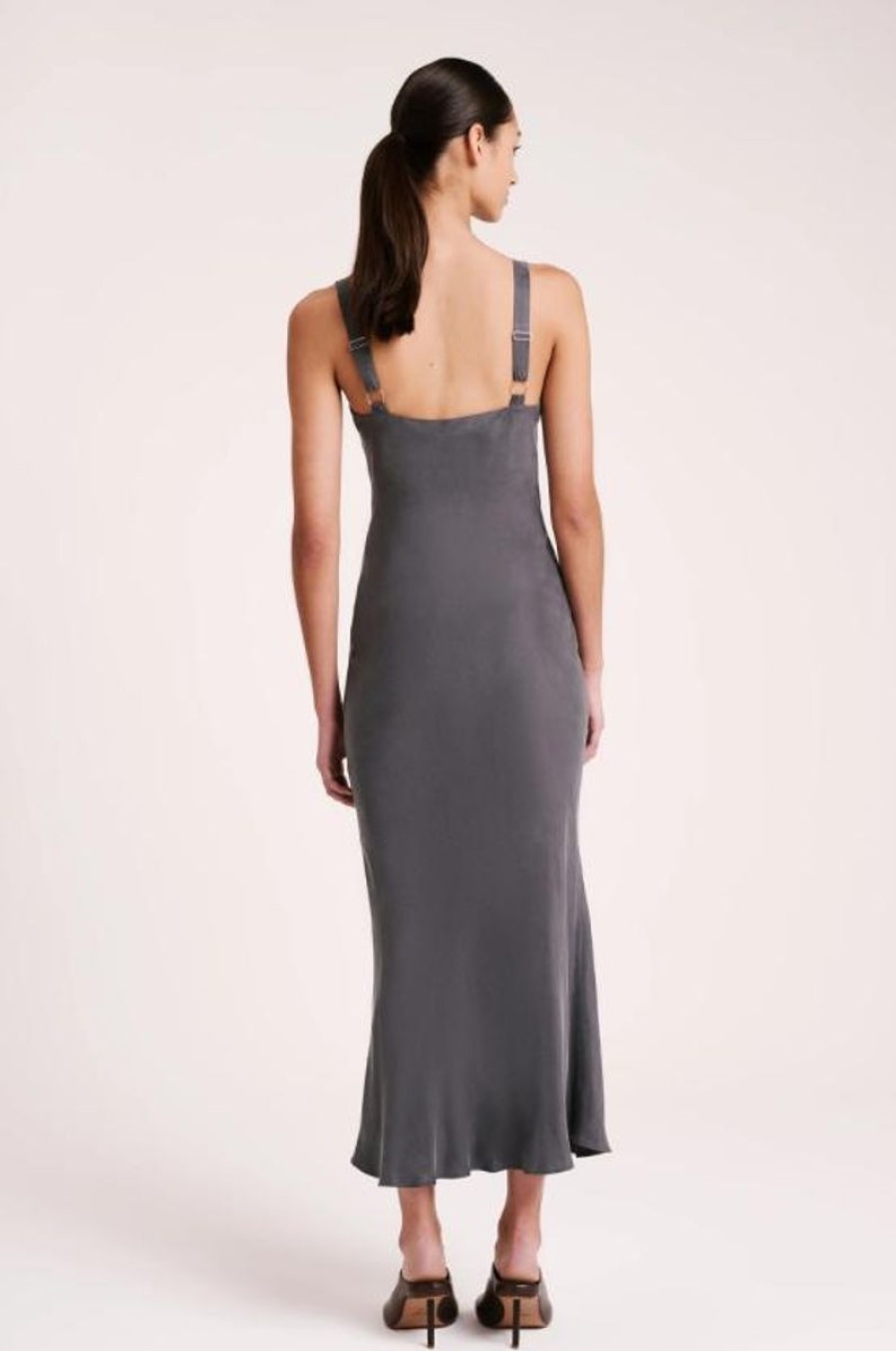 Women Nude Lucy Dresses | Nude Lucy Roni Cupro Slip Dress-Slate