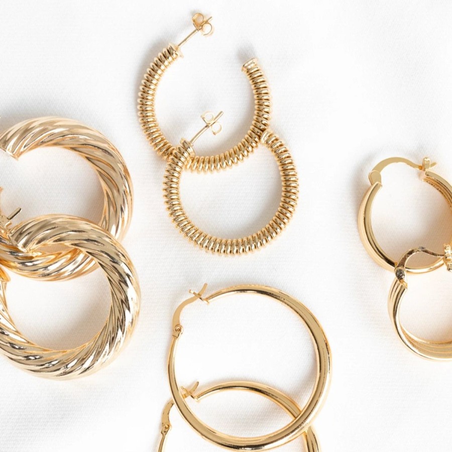 Women Alana Maria Jewellery | Tanaya Hoops- Gold