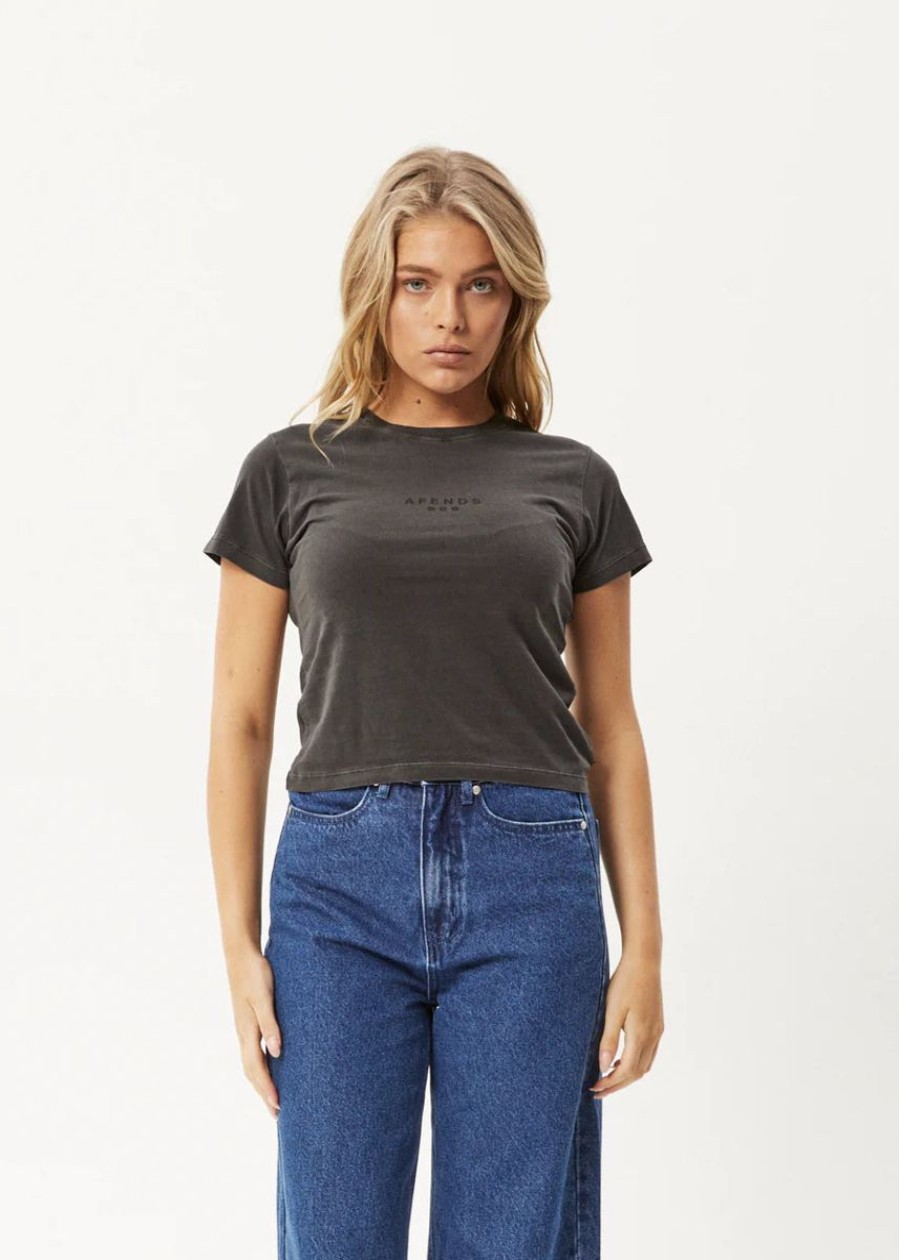 Women Afends Tees | Afends Jodi Recycled Baby Tee-Stone Black