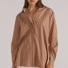 Women Staple the Label Shirts And Blouses | Staple The Label Hania Stripe Shirt-Brown/Cream