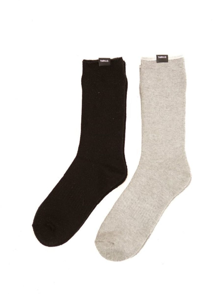 Women THRILLS Socks | Thrills Bamboo 2 Pack Sock-Black/Grey Marle