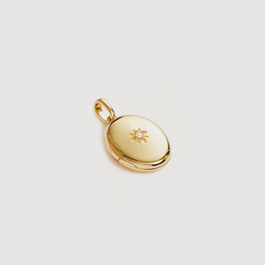 Women By Charlotte Jewellery | By Charlotte Rounded Lotus Locket Pendant-18K Gold Vermeil