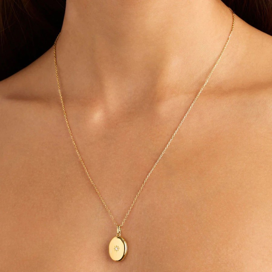 Women By Charlotte Jewellery | By Charlotte Rounded Lotus Locket Pendant-18K Gold Vermeil