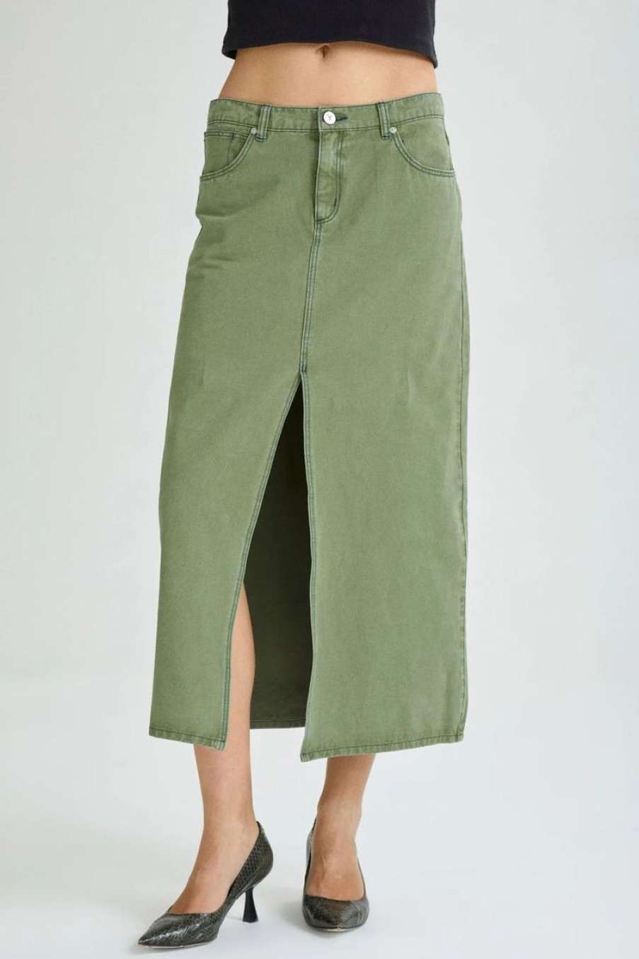 Women ABrand Skirts | Abrand 99 Low Maxi Skirt-Fade Army