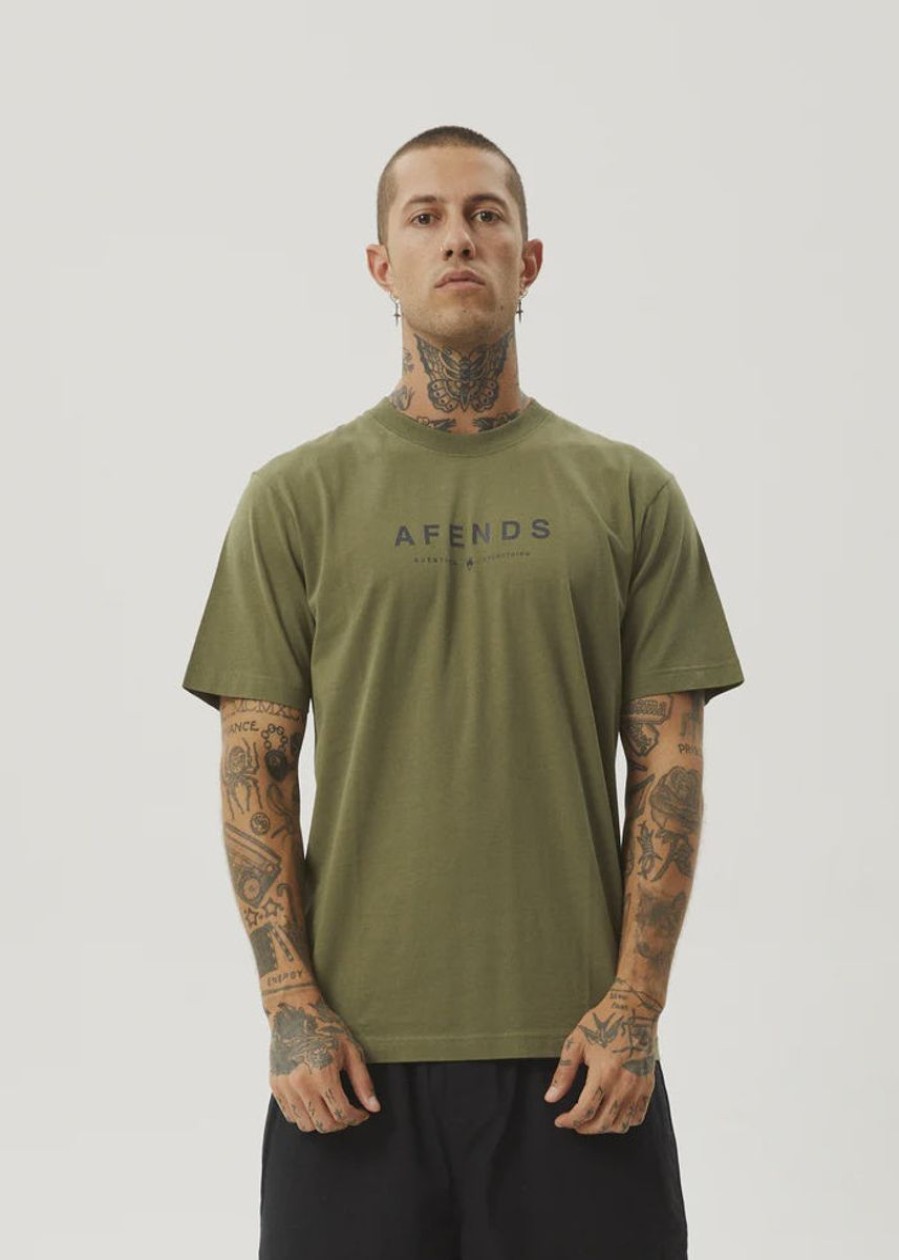 Men Afends Tees | Afends Thrown Out Recycled Retro Fit Tee-Military