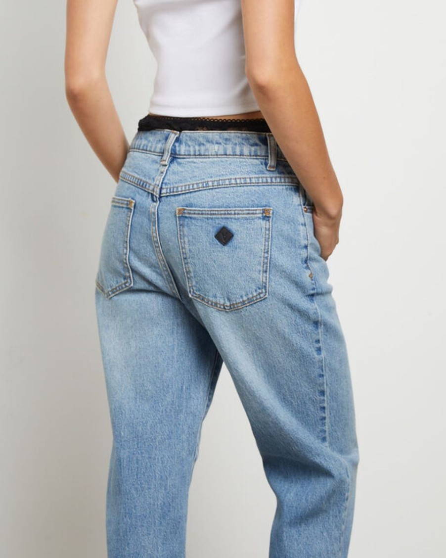 Women ABrand Jeans | Abrand Mid Straight Crop Jean-Sydney-Mid Vintage Blue