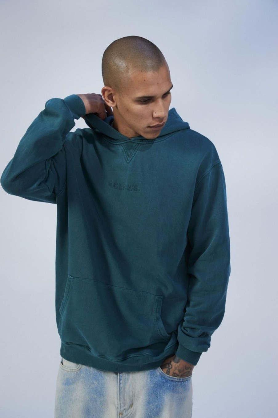 Men Rollas Jumpers | Logo Hoodie-Trade Green