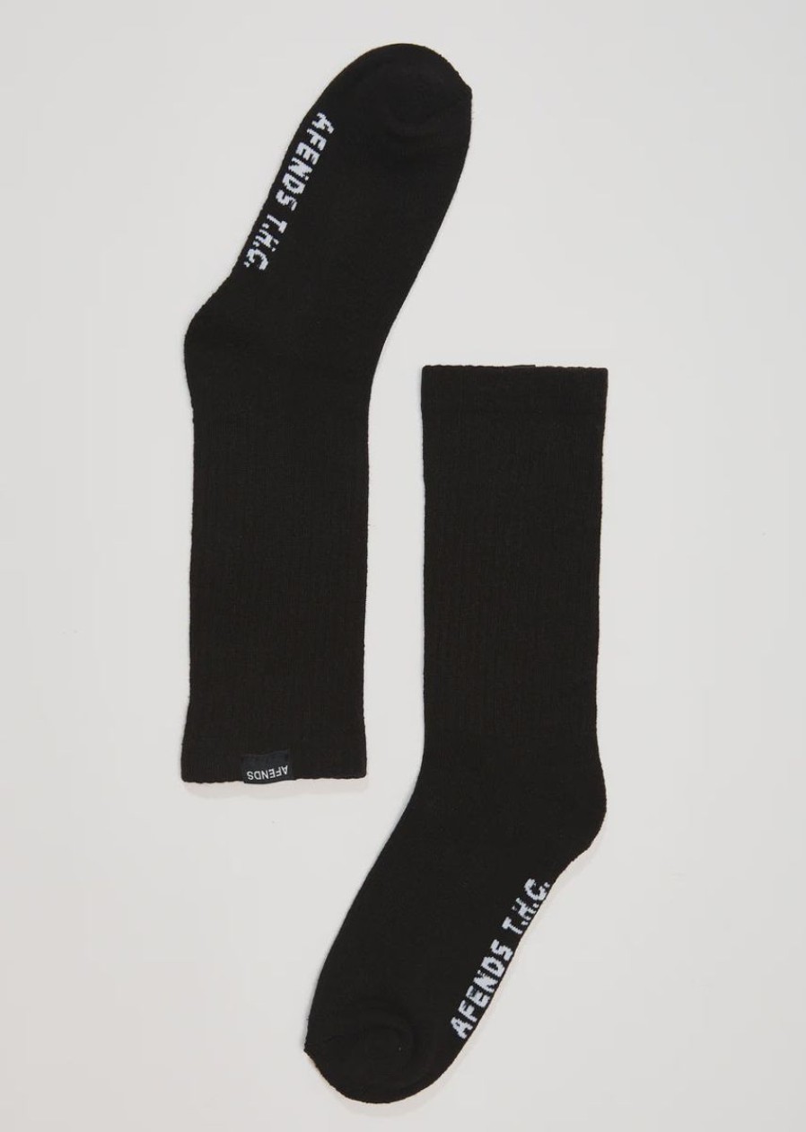 Women Afends Socks | Afends Everyday Hemp Socks One Pack -Black