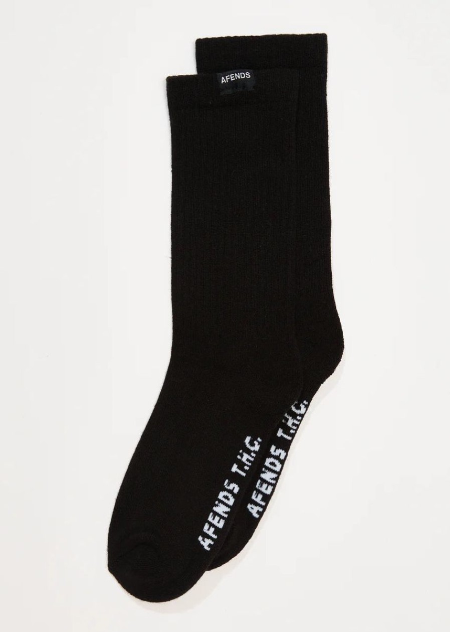 Women Afends Socks | Afends Everyday Hemp Socks One Pack -Black